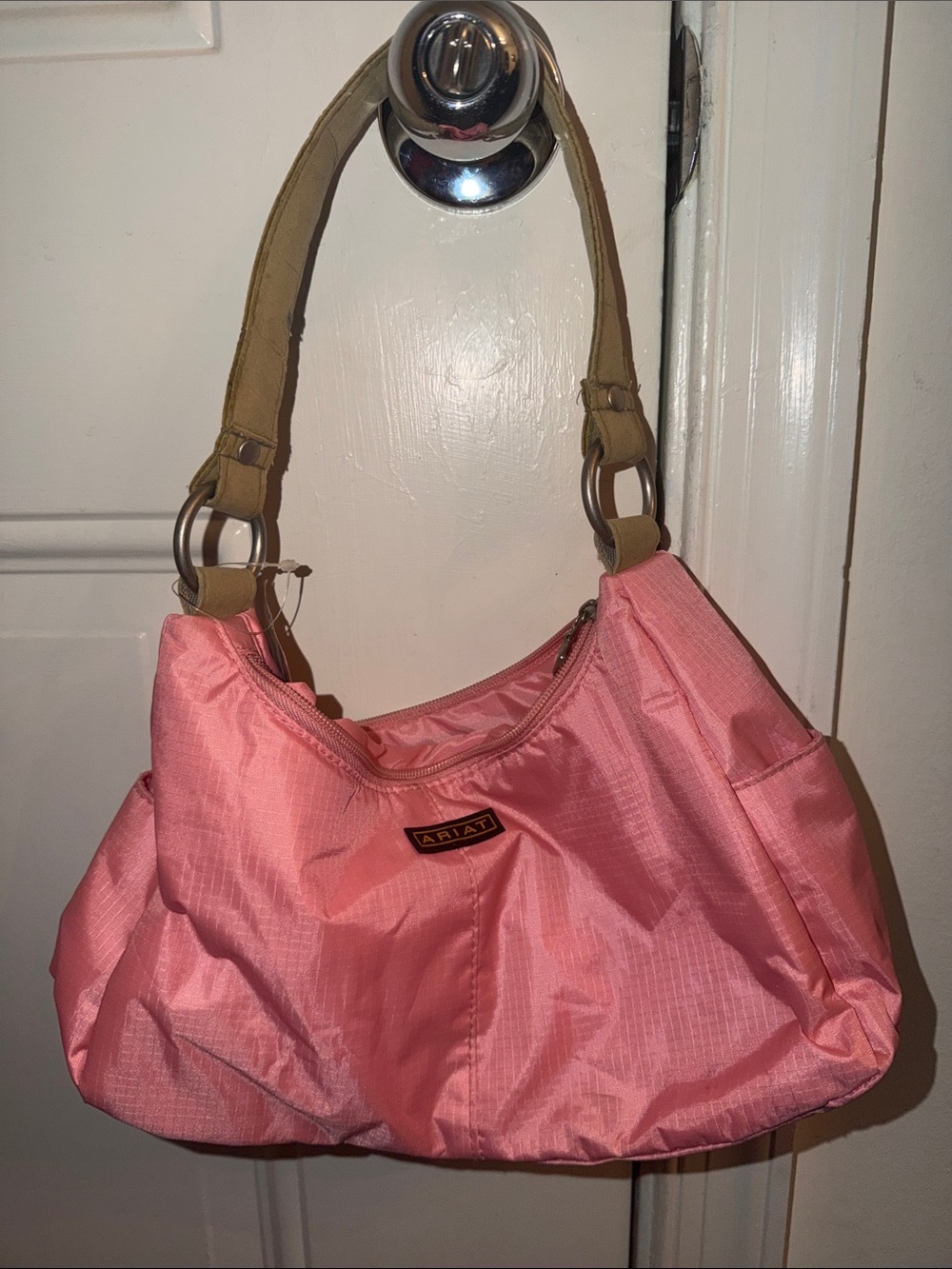 Ariat Coral Pink Shoulder Hobo Bag with Tan Strap